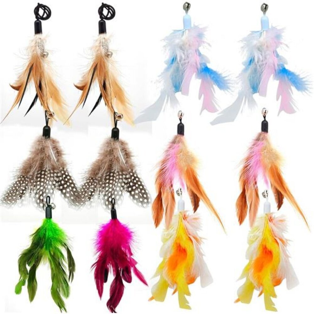 Cat Wand Refills 12 Pack Feather Toys with Bells